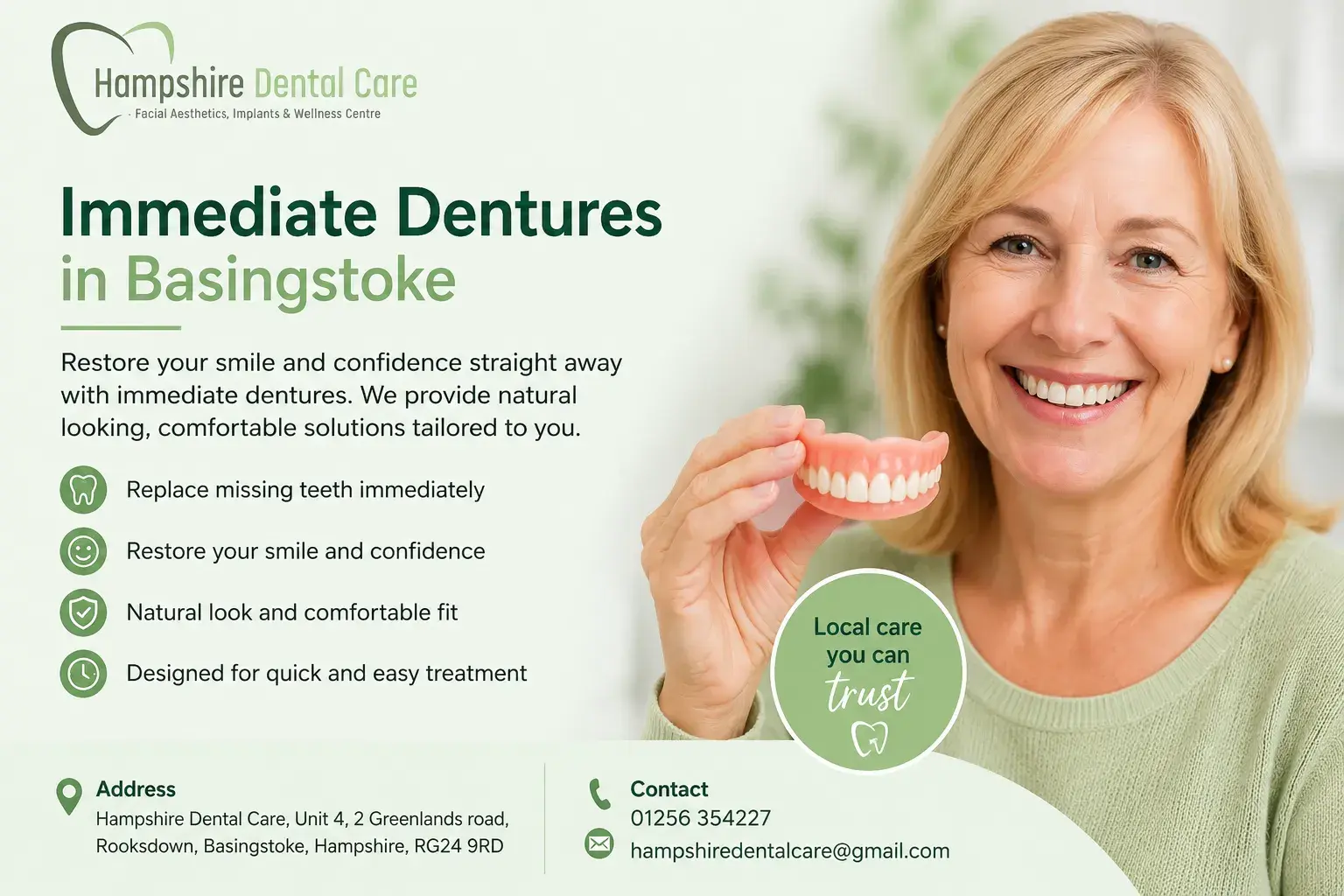 Immediate Dentures in Basingstoke – Leave With a Smile the Same Day